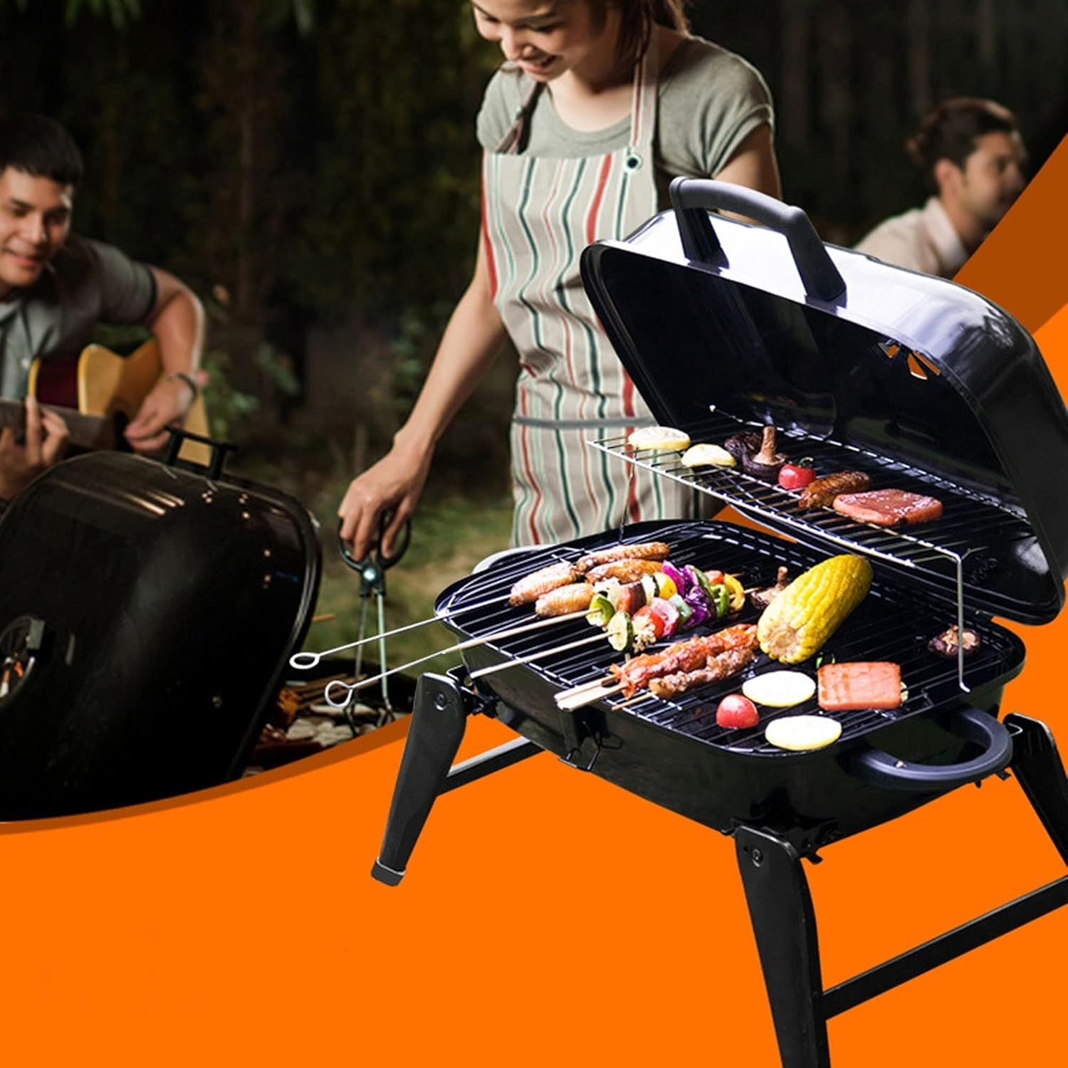 Rutexc 卓上チャコールグリル 伝統的な粘土製屋内・屋外用グリル器具