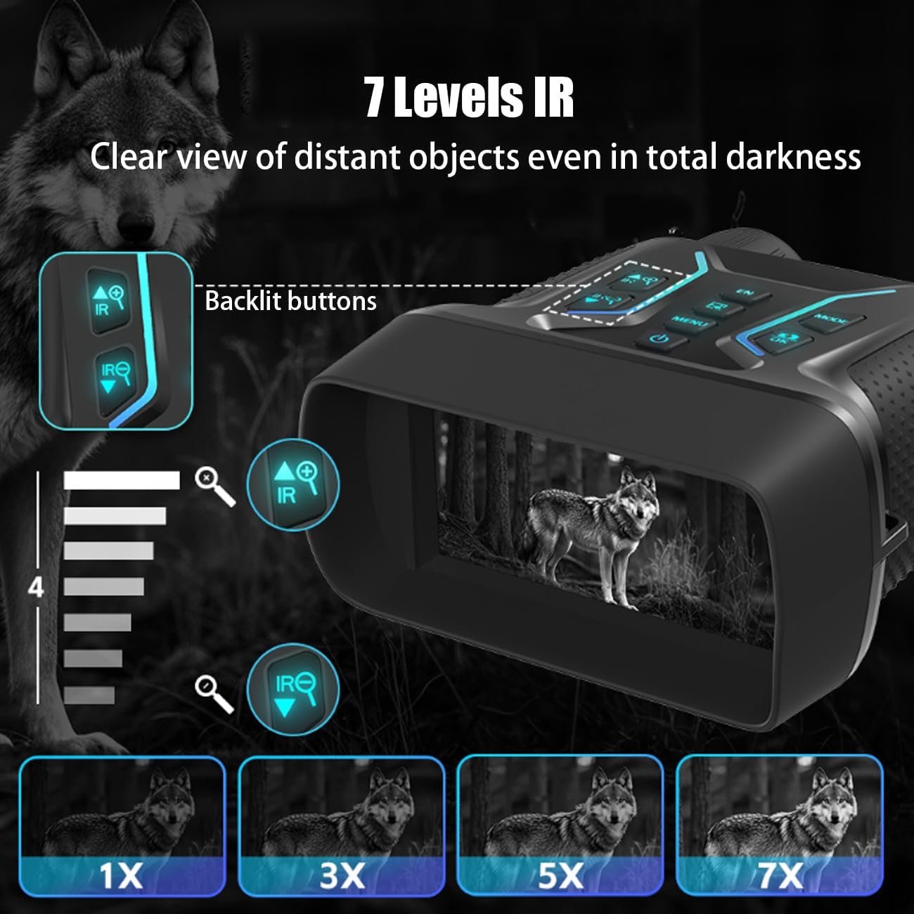 Night Vision Goggles 4K Night Vision Binoculars for Adults 4.5'' HD Screen Binoculars 4500mAh Battery 8X Digital Zoom for Camping Hunting & Security