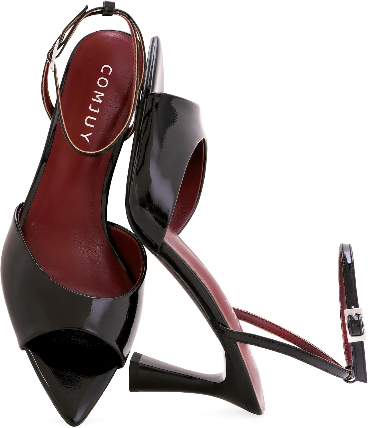 High Heels for Women Peep Pointed Toe Kitten Heeled Sandals