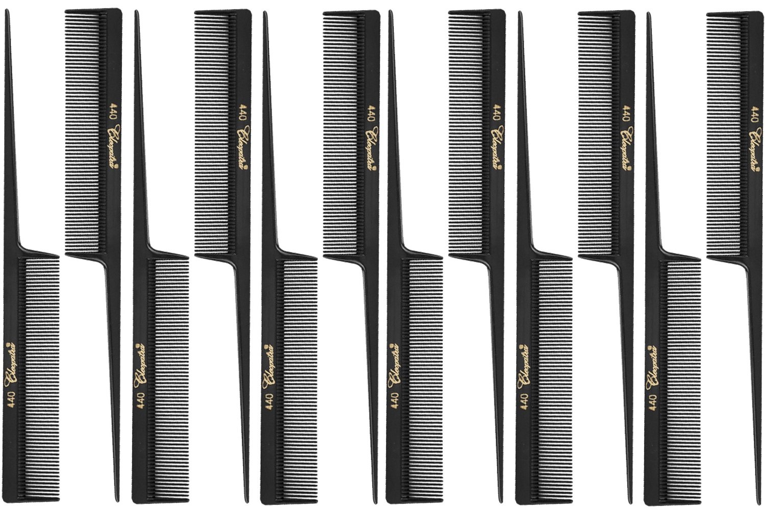 Barber Beauty Cleopatra 440 8" Fine Rattail Comb (12 Pack) 12 x SB-C440-BLK