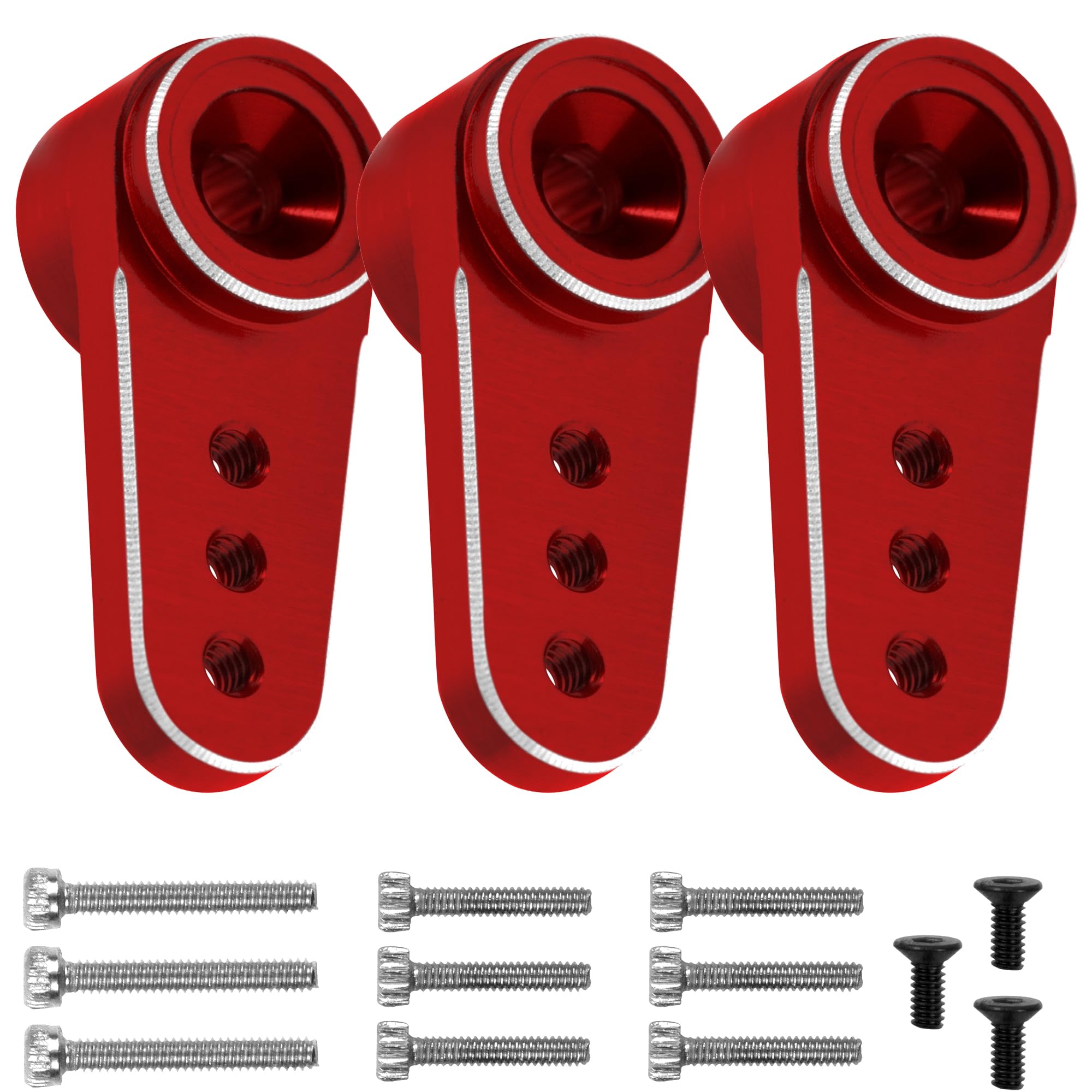 Vgoohobby3Pack Aluminum 15T Servo Arm RC Mini Servo Horns Compatible with Emax ES08MA Servo Fit for Axial SCX24 1/24 RC Crawler (Red)