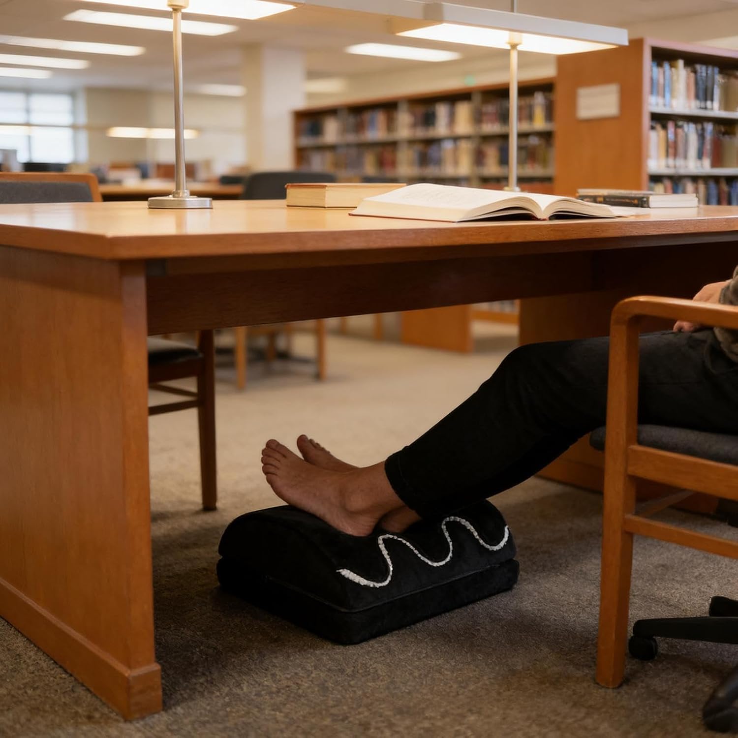 Office Footstool – Warm Double-Layer Footrest, High-Resilience Leg Pillow, Detachable Cover Design | Adjustable Height Support for Desk Comfort, Enhancing Feet Relaxation During Extended Work