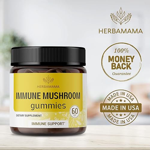 Miniatura 7 de HERBAMAMA Gomitas de complejo de hongos inmunes  Gomitas de hongos para reforzar la inmunidad y la energía  Suplemento de hongos con Reishi, melena