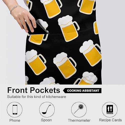 Miniatura 5 de Delantal ajustable para hombre, impermeable, babero de bolsillo grande para pintar talleres y tareas de barbacoa