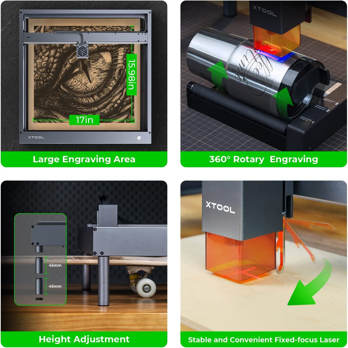 Buy xTool D1 36w Higher Accuracy Laser Engraver with Material Box, 5w7