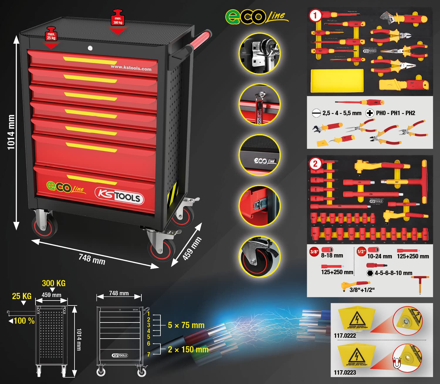 KS TOOLS 117.6144 Carrello attrezzi giallo