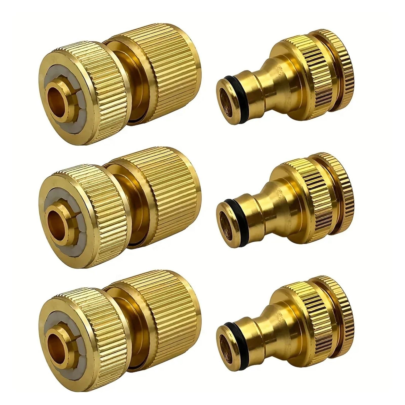 Set di raccordi for tubi da giardino in alluminio standard 6/12 pezzi, for rubinetti a innesto rapido(GoldenA)