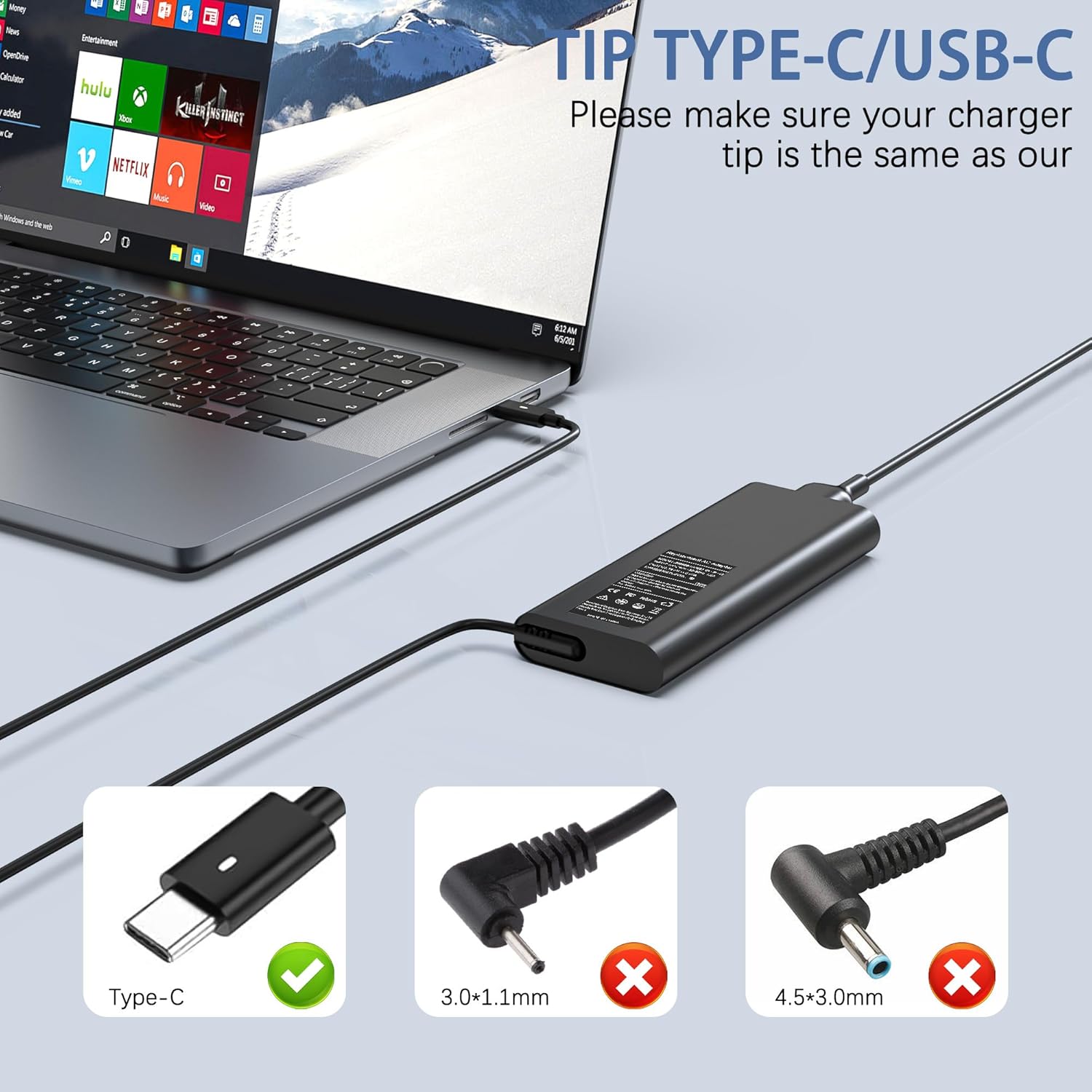 130W USB C Laptop Charger Compatible with Dell Xps 17,Precision 5550 5530 2in1,XPS 15 2in1 9575，Latitude 7410 7310 7210 9410 9510 5420 5520 5510 Power Supply Cord