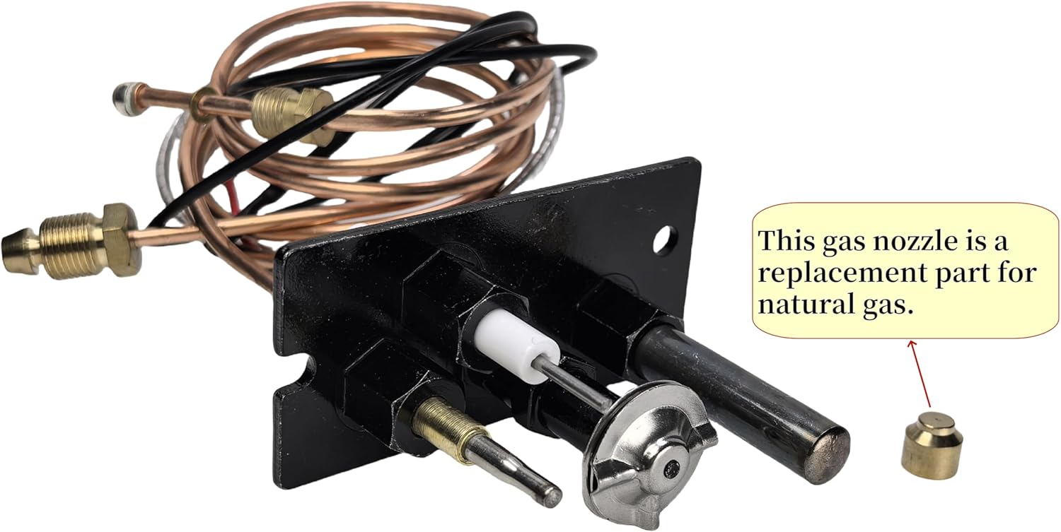 10002265 Replacement Propane Gas(LPG) 3 Way Pilot Assembly compatible with for Majestic Temco, and Vermont Castings gas stoves