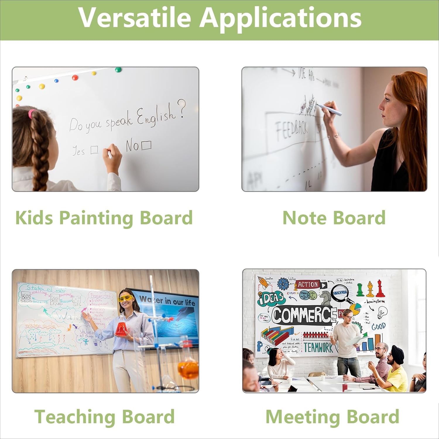 Takor Magnetic Whiteboard Paper, 48" x 71" Dry Erase Sheet, Self-Adhesive Backing, Stick Wallpaper Roll with Markers, Eraser and Magnets, Ideal for Home,Office,School(4x6ft)