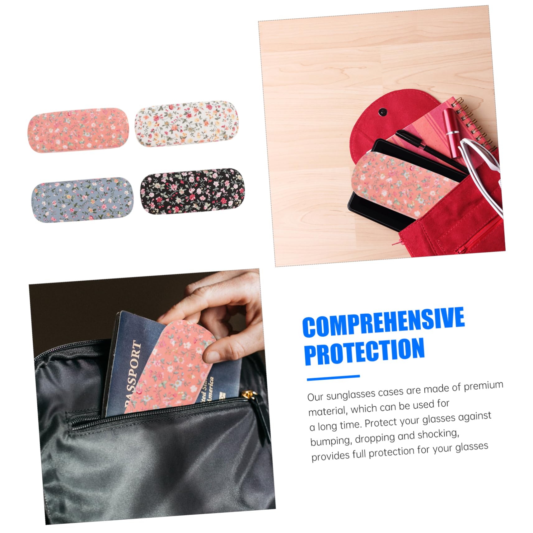 GALPADA Custodia per Occhiali 4 Pezzi Set in Cotone e Plastica