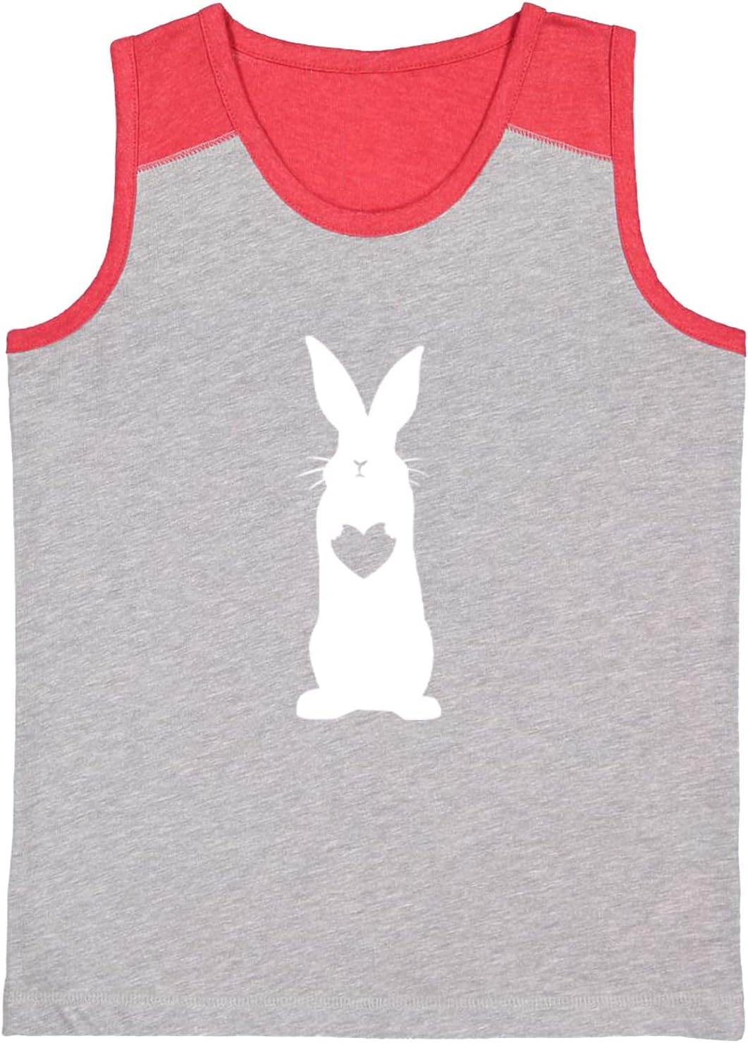 Rabbit with Heart Silhouette - 3 Bunnies Youth Contrast Back Tank Top