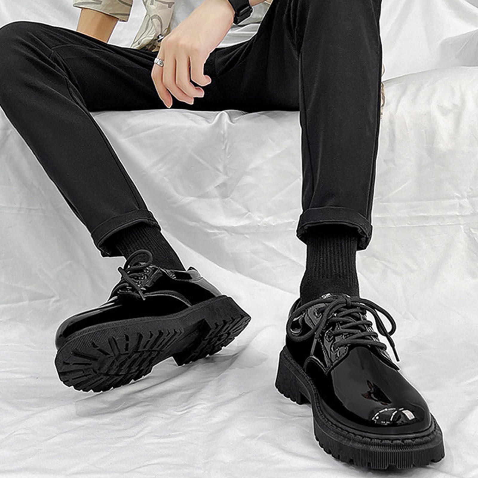Uomo Formale Affare Scarpe da Sera | Pelle, in vernice, Resistente, Stringate, Punta Tonda, Oxford, Sposa, Party
