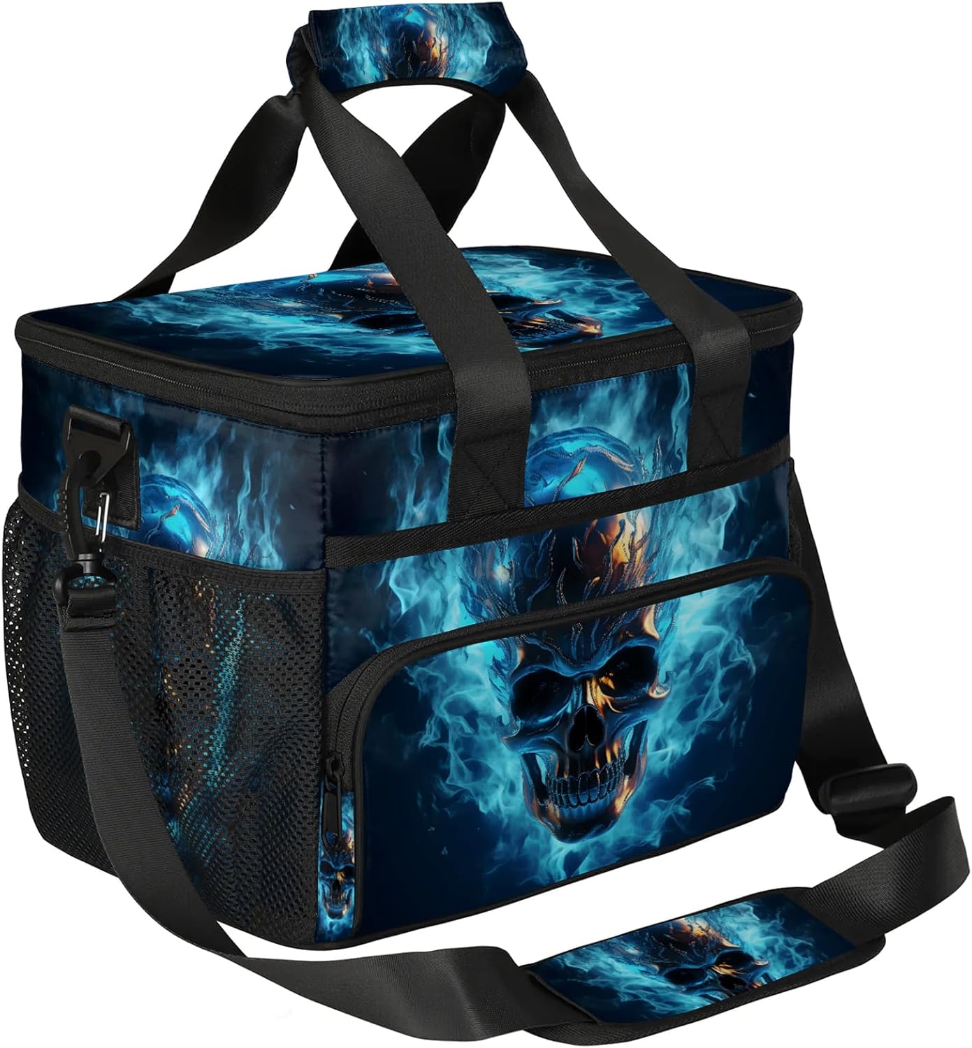 Skull Large Lunch Box for Adults Women Men with Adjustable Shoulder Strap, Insulated Reusable Lunch Bag Leakproof Cooler Tote Bag
