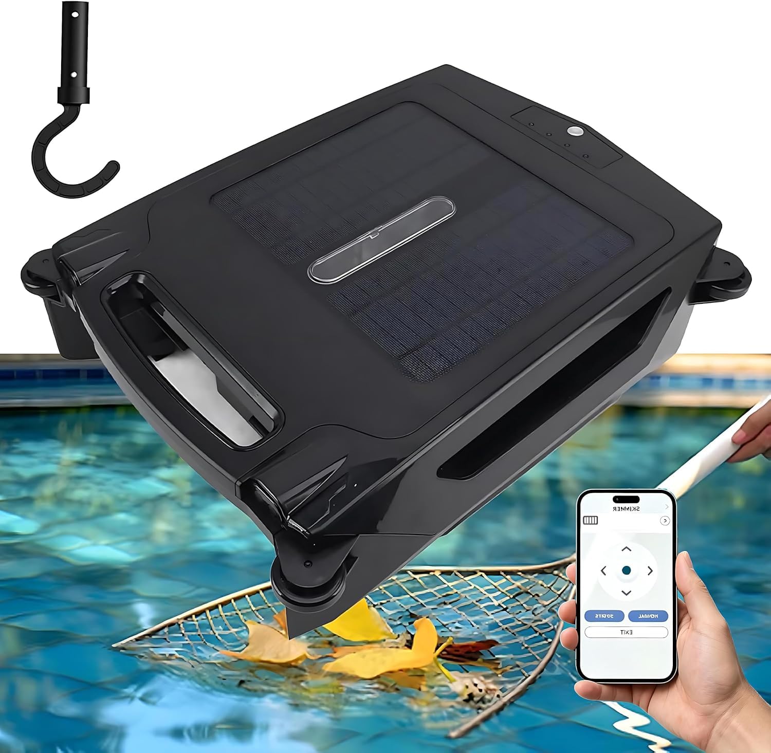 Robot Pulitore Piscina Solare, Pulitore Automatico Senza Fili con Doppi Motori, Batteria Ricaricabile e Doppie modalità per Rimozione Efficiente Detriti in Piscine Fuori Terra e Interrate