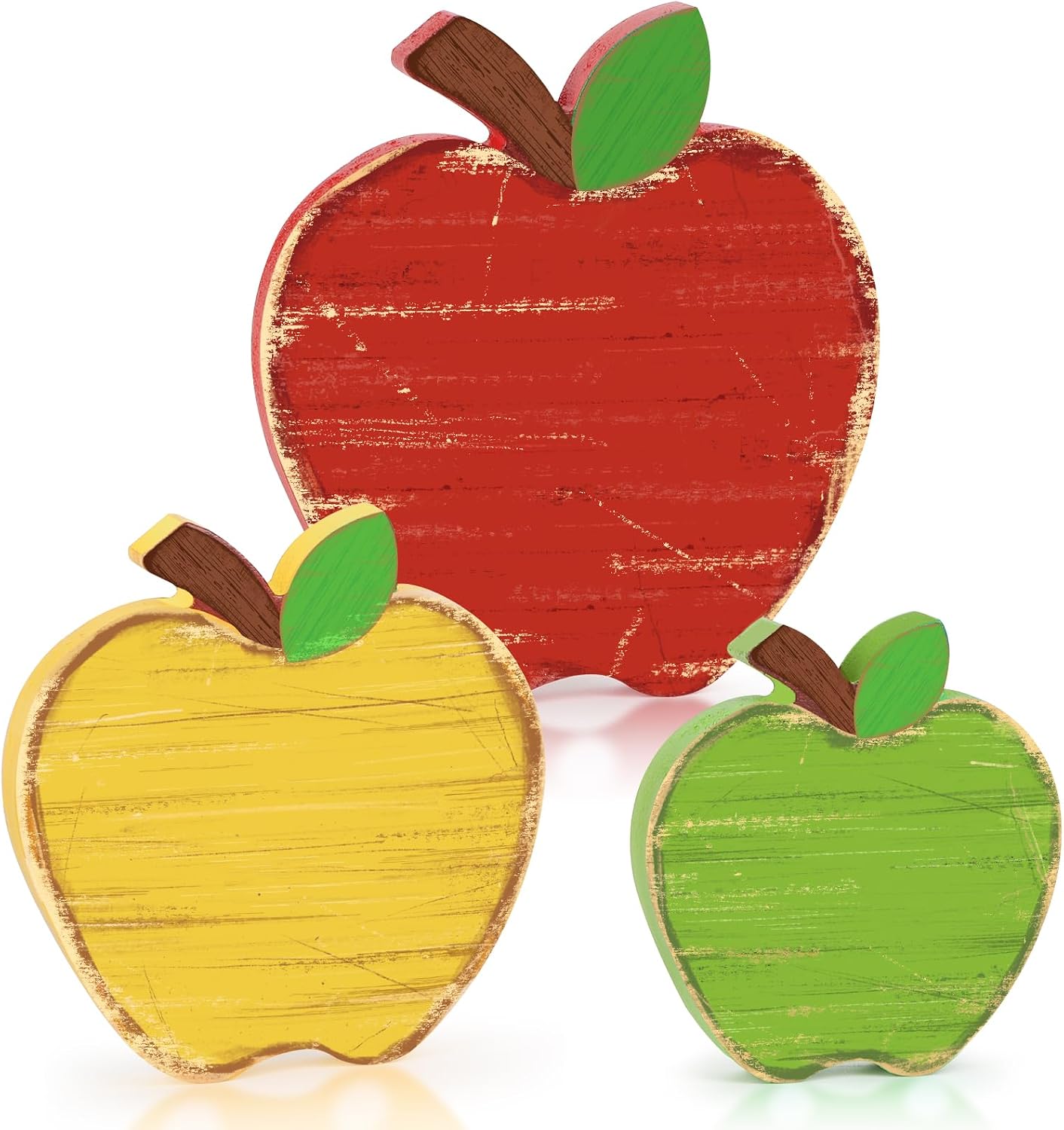 Back to School Decorations Wooden Apple Table Signs Rustic Apple Tiered Tray Decor First Day of School Classroom Centerpieces