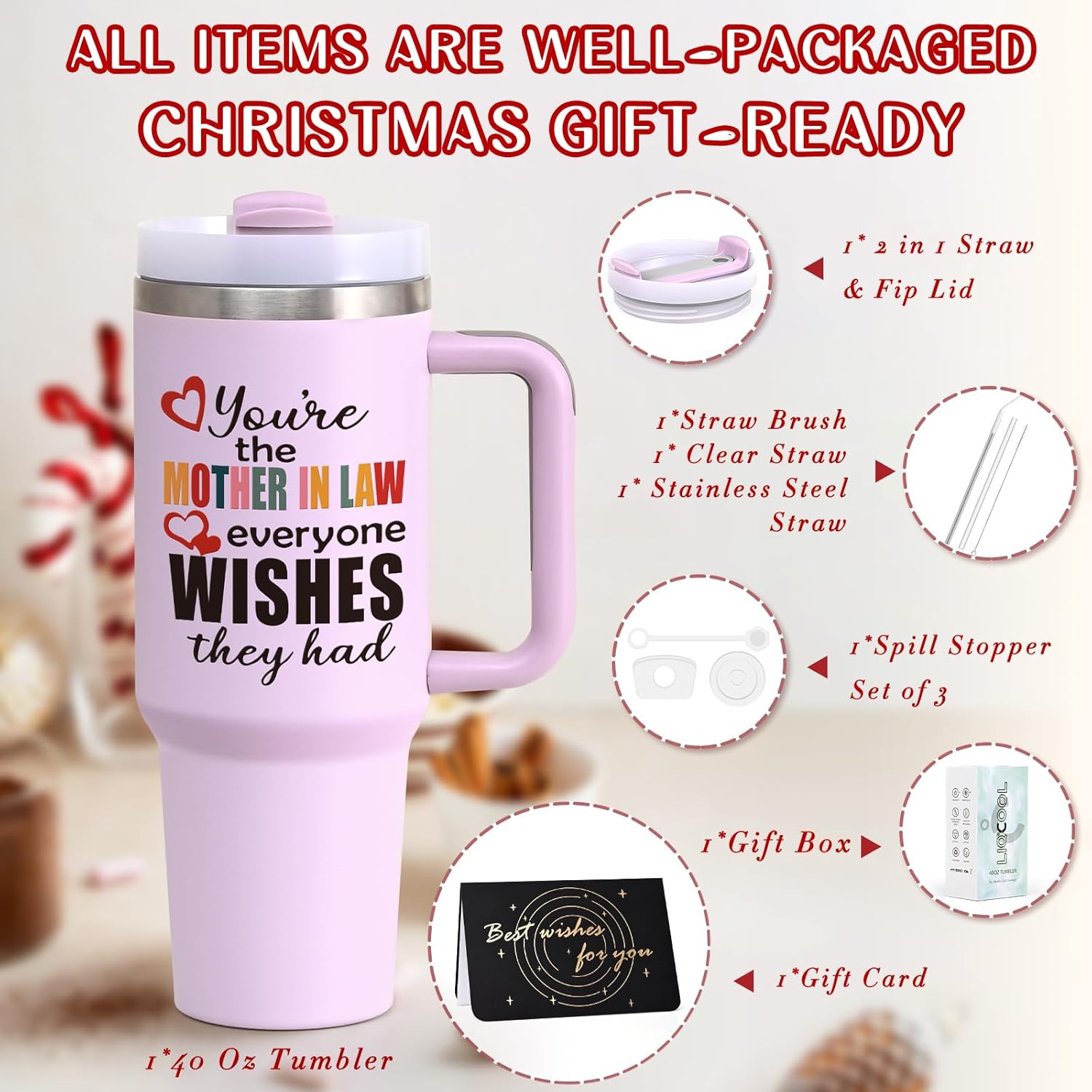 LiqCool Gifts for Mother in Law, 40Oz Mother in Law Tumbler with Handle, Mother in Law Christmas Gifts, Best Funny Mother in Law Gifts for Birthday Mother's Day, Mother in Law Gift Ideas(Purple) - Image 4