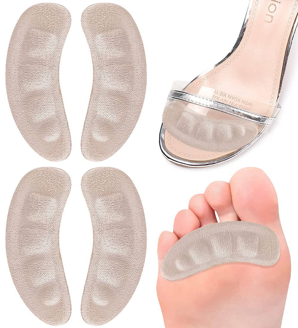 Ball of Foot Cushions for High Heels, Non-Slip Comfortable Forefoot Pads Metatarsal Pads All Day Pain Relief, Toe Cushions for Forefoot - 2Pairs (Beige)