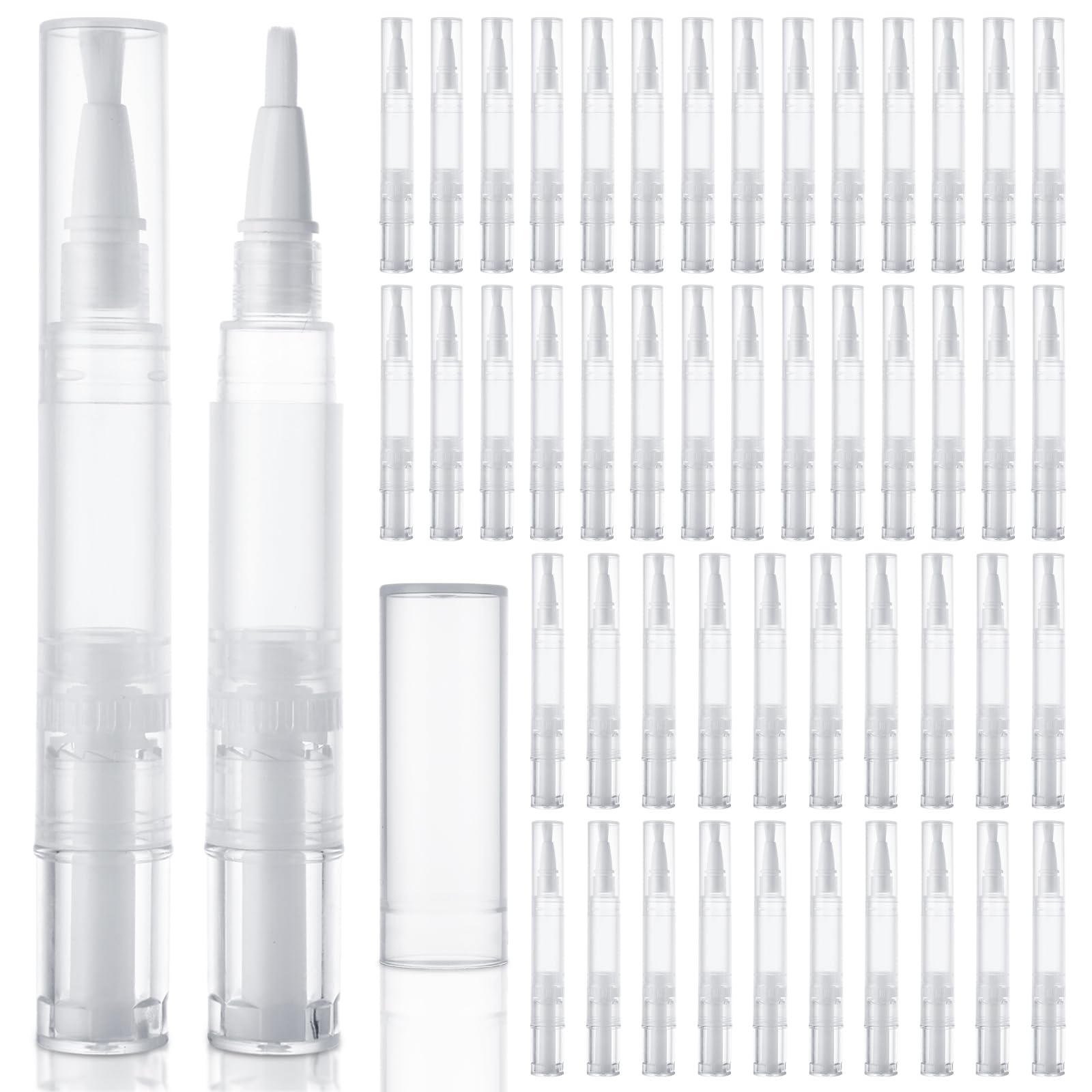 YOUNTHYE 50PCS 5ml Cuticle Oil Pen Empty Nail Oil Pen Cuticle Oil Pen Transparent Nail Oil Cuticle Pen Bulk Empty Nail Oil Pen with Brush Tip for Nail