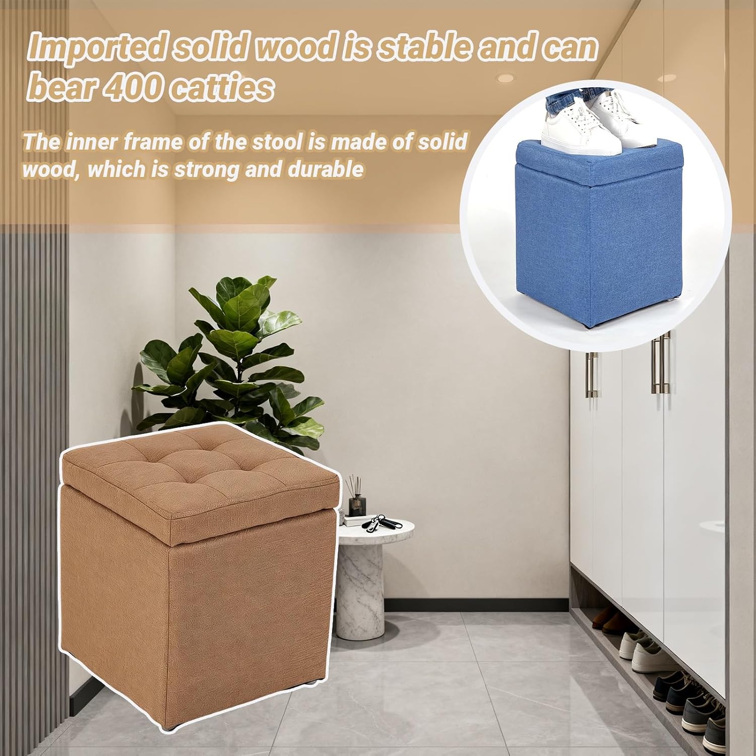 Upholstered Shoe Rack Bench with Leather Storage Benches with Flip Drawer Entryway Wooden Shoe Bench for Kitchen Dining Room Hallway Balcony(O)
