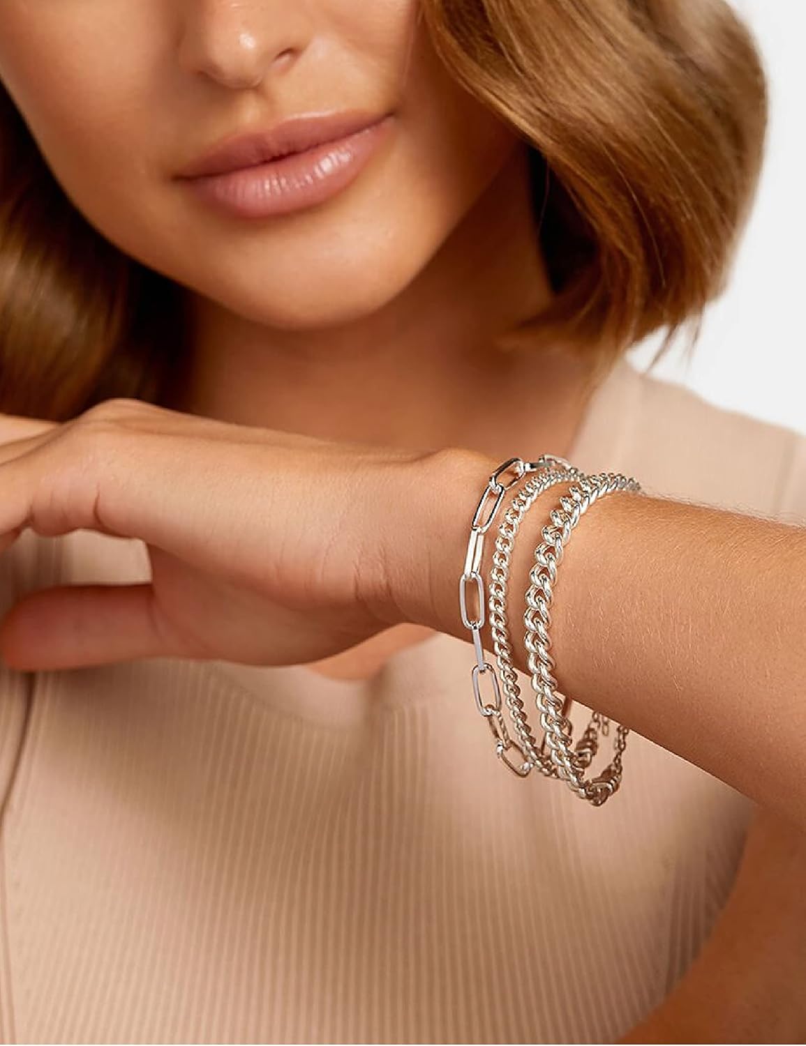 nometo 925 Sterling Silver Paperclip Chain Bracelet 3/4/5mm image 2
