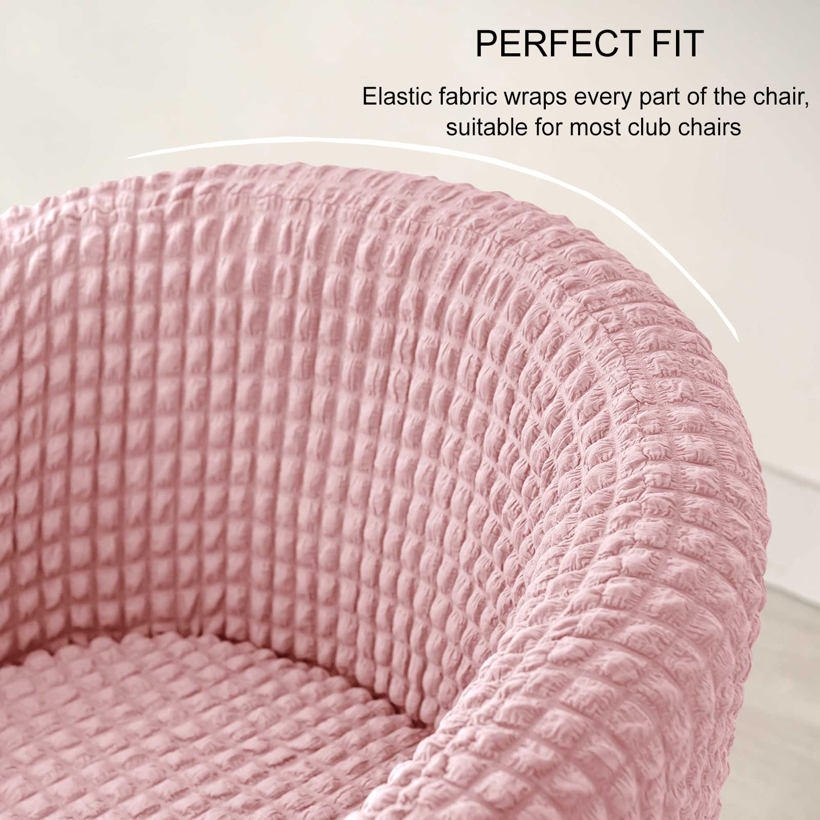 JHLD 1 Piece Stretch Club Chair Slipcover, Tub Chair Cover Seersucker Barrel Chair Cover Soft Armchair Chair Slipcovers for Pets Kids -Pink-1 Piece