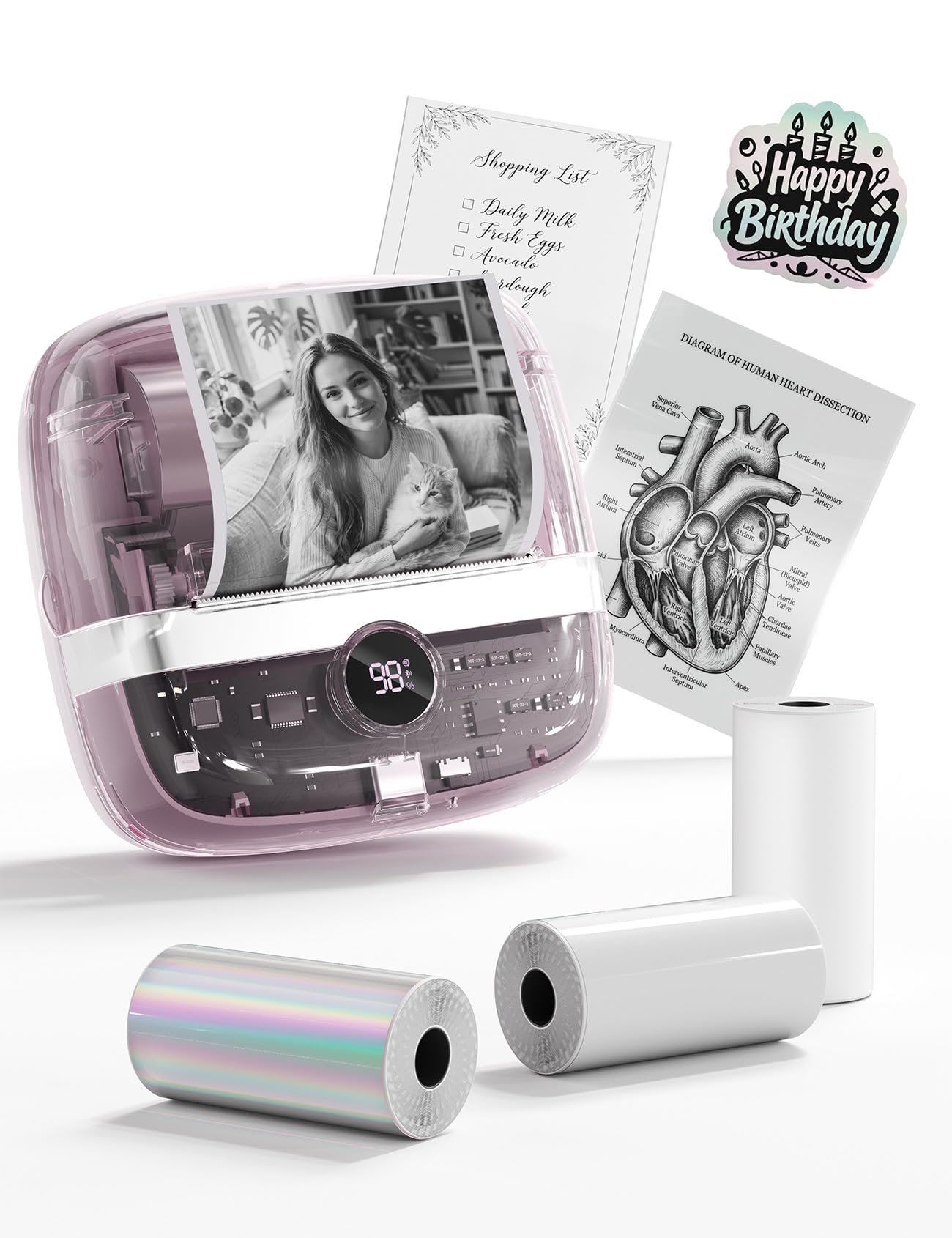 300 DPI Logging Supplies T02 Pro Mini Printer Gift for Teen Girls Women Mini Thermal Printer Portable Thermal Printer Study Supplies for School Home Gifts-image-41