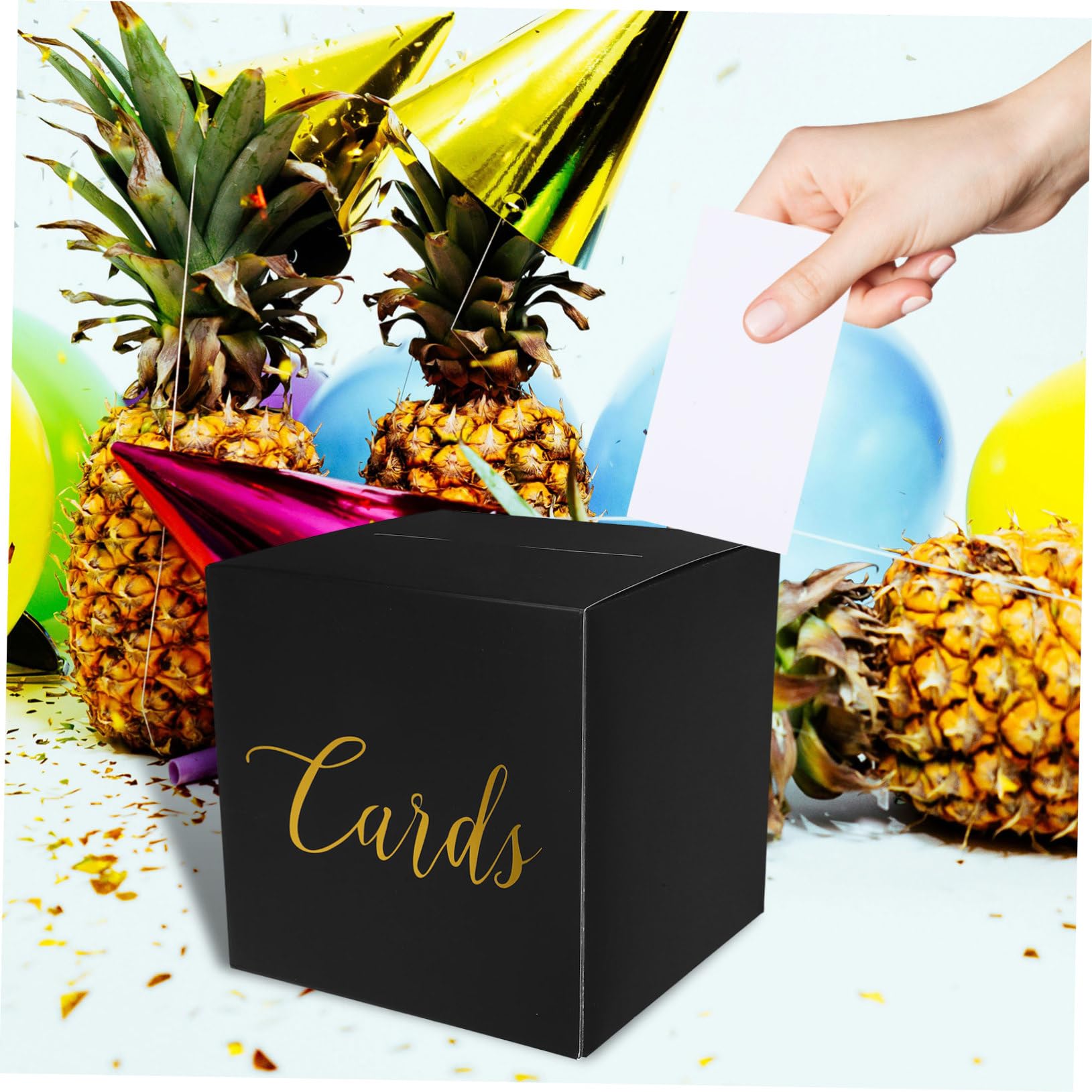 SOLUSTRE 4 Sätze Teiliges Hochzeitskartenbox aus Schwarze Geschenkbox für Hochzeit Empfang Gästewünsche Stilvolle Aufbewahrung Besonderer Karten und Erinnerungen