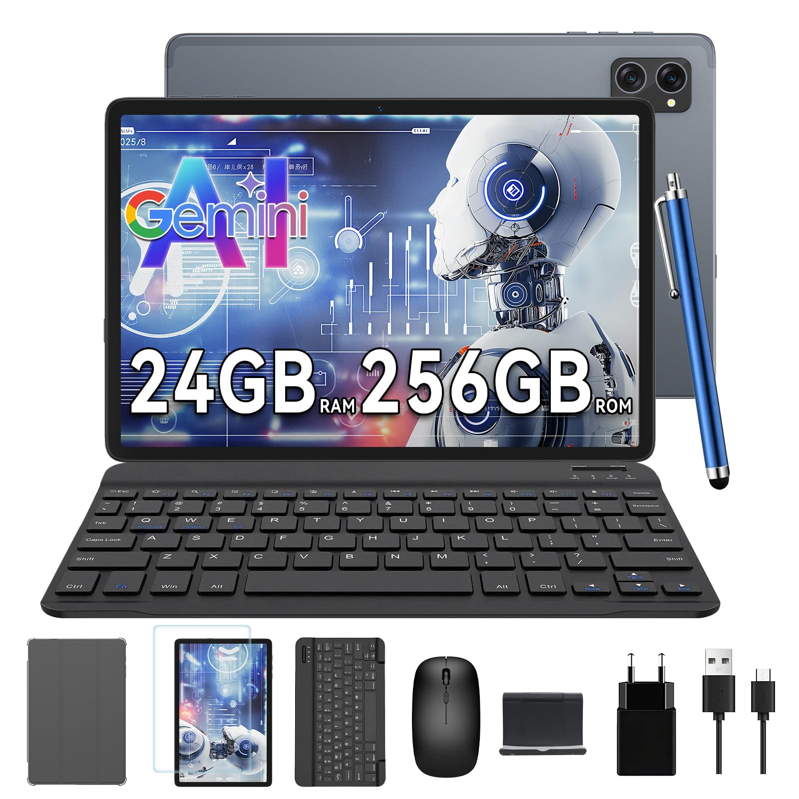 TABWEE Android 15 Tablet with Keyboard - 24GB RAM + 256GB ROM