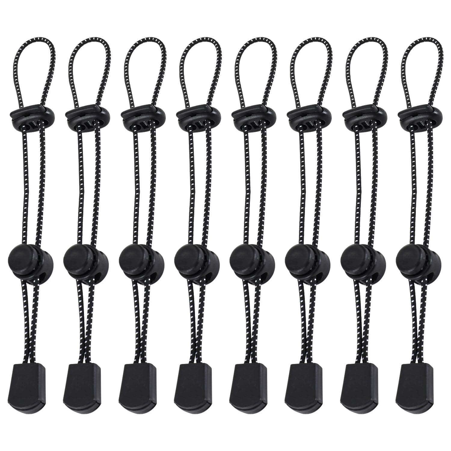 Syeycw Black 8 Pcs Bungee Cord With Fixing Buckle, Backpack Elastic Rope Fixing Buckle, Walking Stick Holder, Backpack Elastic Ropes Attachment Pole, Fastening Cord For Trekking, Hiking, Camping,