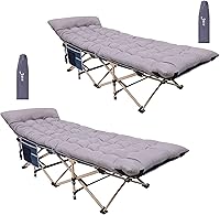 Vista 11 de Nice C Catres de camping con colchón, para adultos, catre plegable, con almohada, bolsa de transporte y bolsillo de almacenamiento, extra ancho