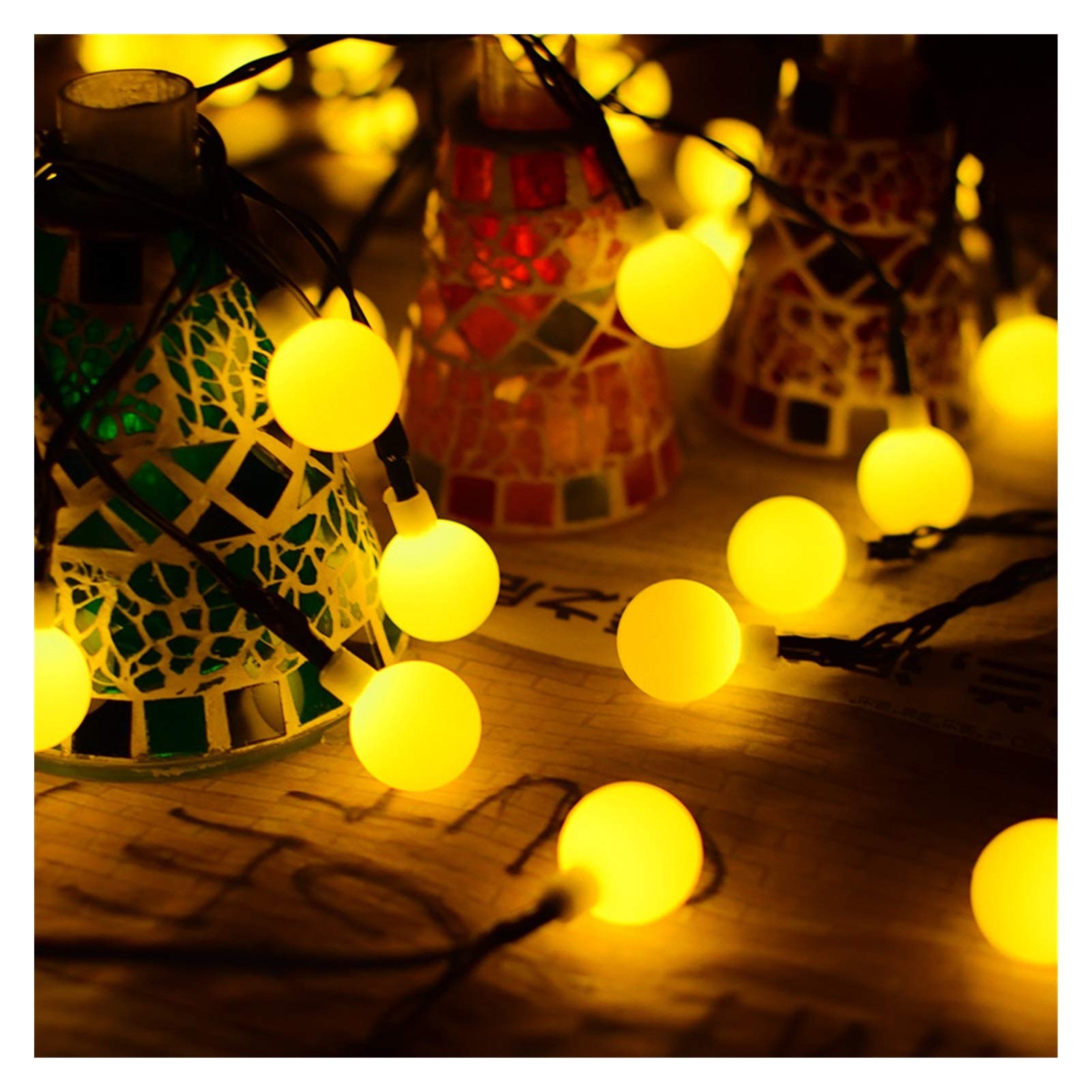 5M 10M LED Boule Solaire Guirlande Guirlande Lumineuse Étanche Lumières Extérieures Fête De Mariage Berceau Guirlande Lumineuse Décoration (Couleur : Multicolore Taille : 10M) (Blanc Chaud 5M) (Blan