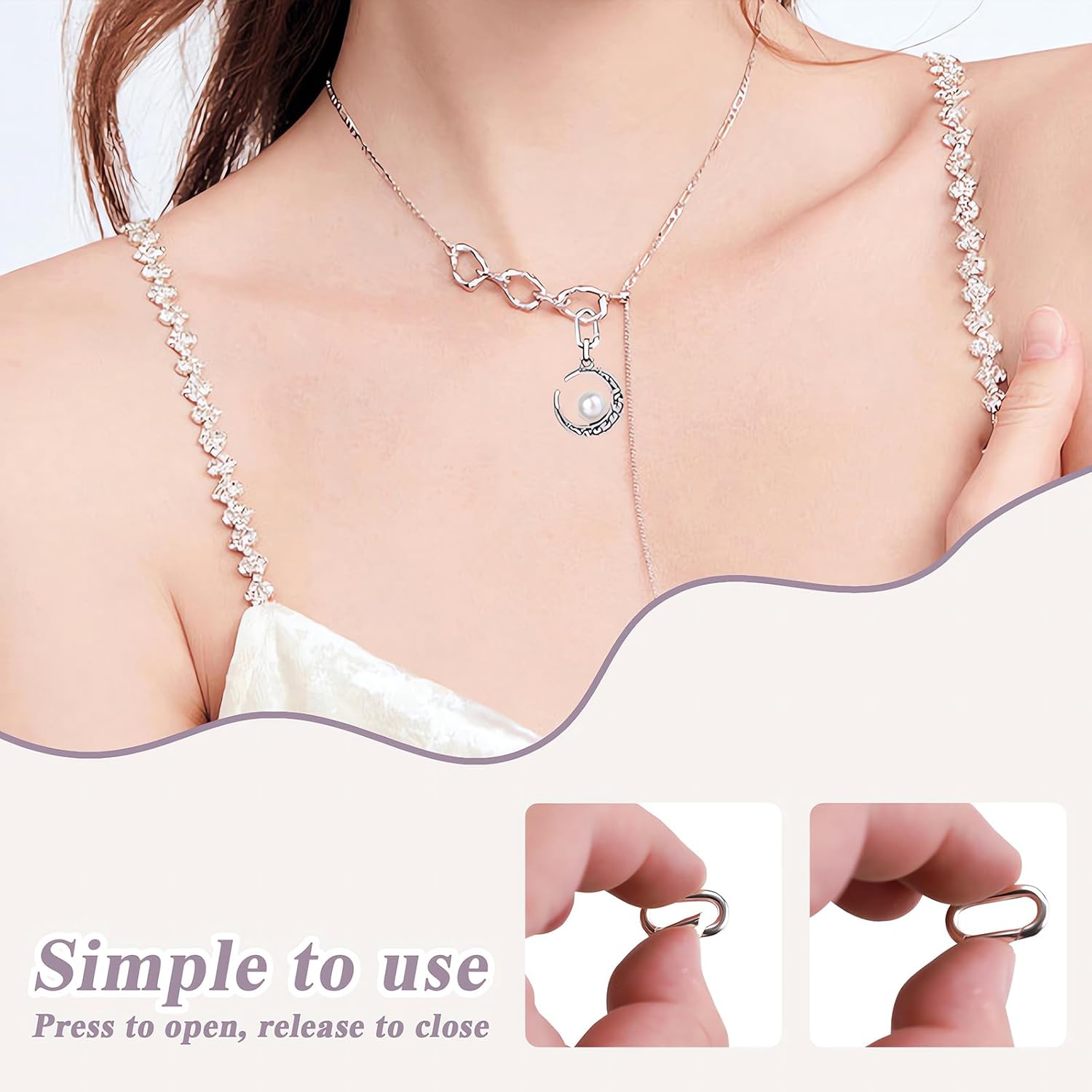 925 Sterling Silver Oval Necklace Clasp, 18 mm Charm Necklace Shortener Clip, Plain Jewelry Clasps Connector, Spring Enhancer Rings Replacement for Bracelet Key Chain Pendant Making (Silver) - Image 5