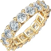 PAVOI 14K Gold Plated Cubic Zirconia Stackable Rings for Women - 4mm Dainty Eternity Bands