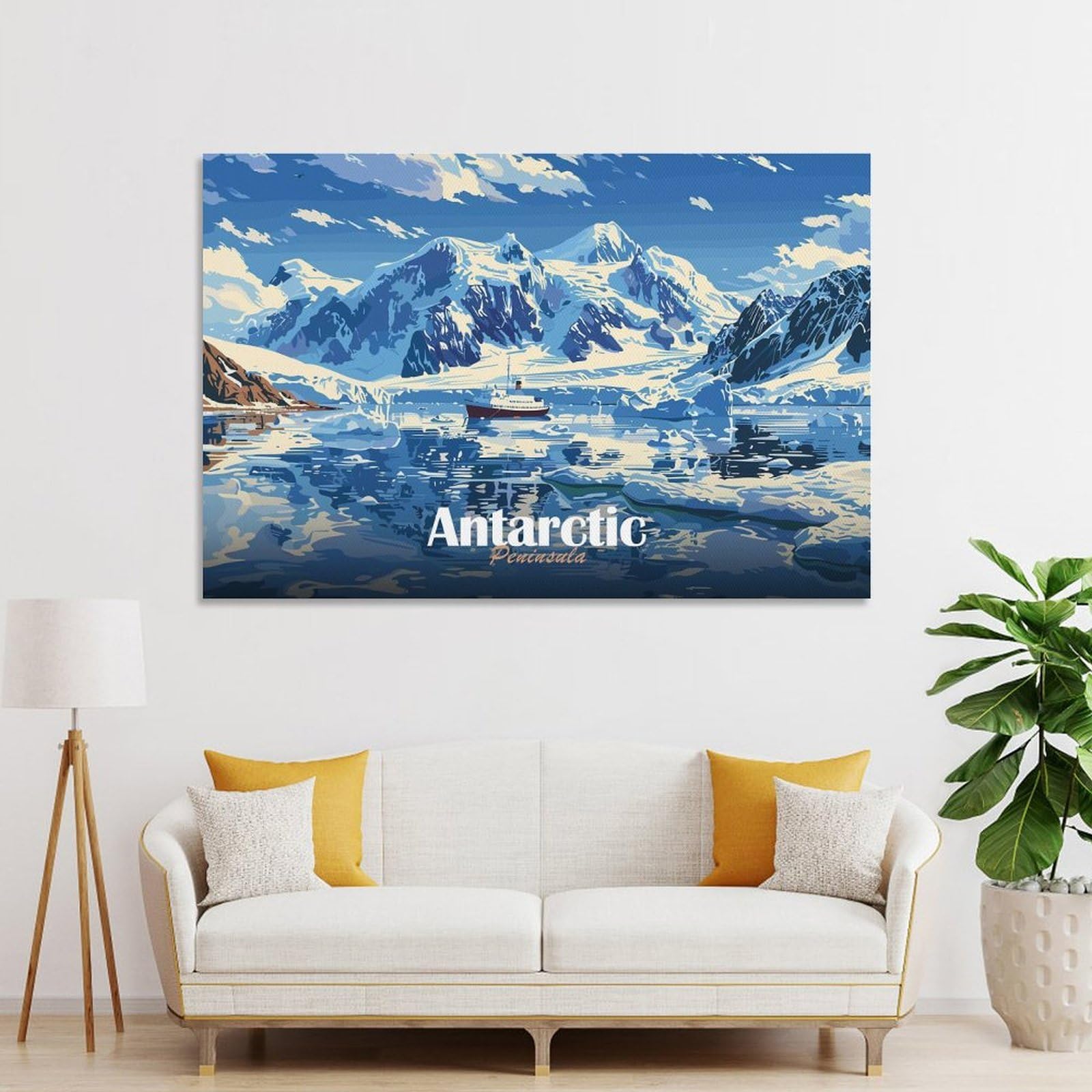 Junmoney Unframe-Style-17 Canvas Wall Picture Antarctic Peninsula Landscape, 20X30inch(50X75cm), For Bedroom, Lounge Or Dressing Area, Stylish Decor For A Restful Room Update