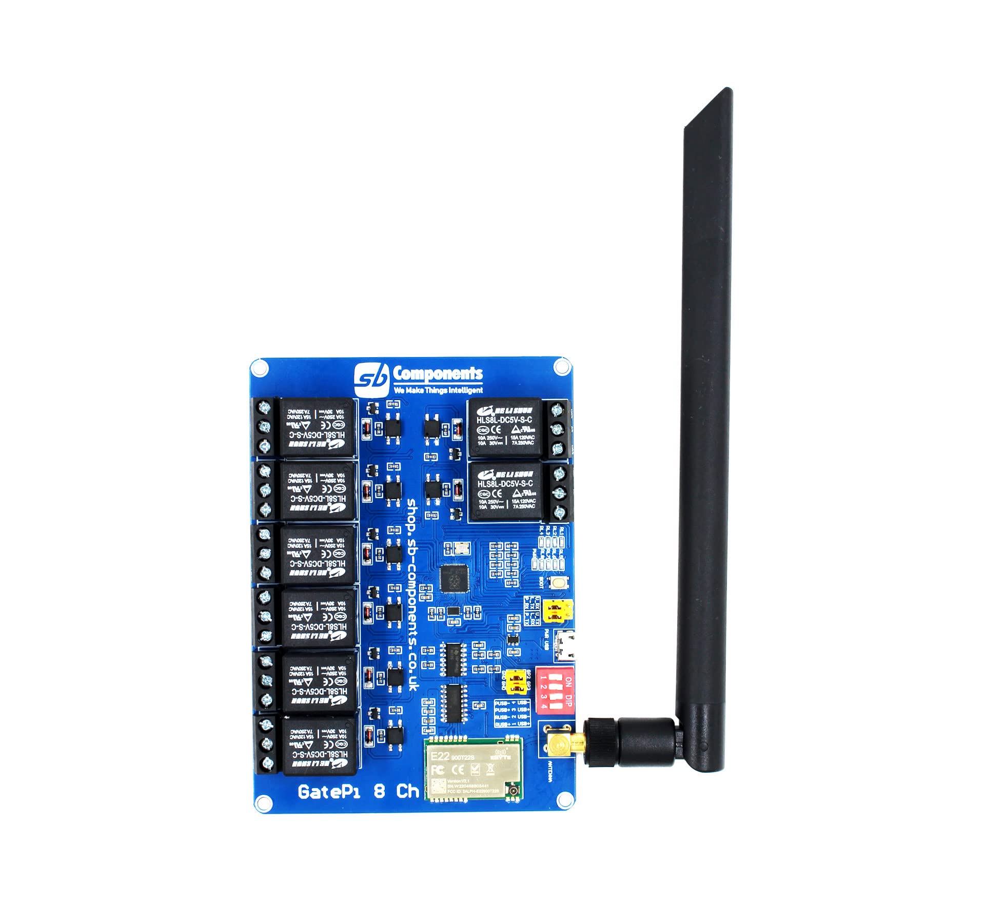 GatePi - Relè a 8 canali con modulo LoRa basato su modulo LoRa basato su Raspberry Pi 2040 Smart Data Transmission LoRa, trasmissione fino a 5 KM (915MHz)