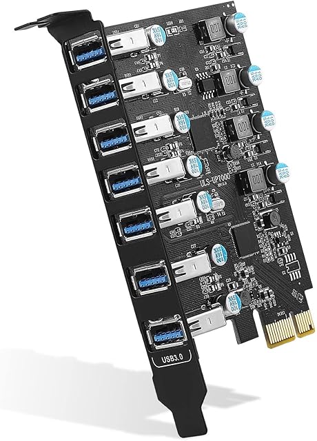 FARBOKO USB 3.0 PCIe Expansion Card 7-Port, PCI Express USB Add in Card 5Gbps USB 3.0 PCI Express Expansion Card Internal USB3 Hub Converter for Desktop PC Windows XP/Vista 7/8/8.1 MAC OS 10.8.2 Above