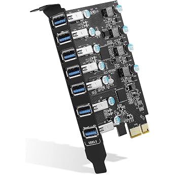 PCIe USB Card 7 Port 5 Gbps PCI Express Expansion Card Internal USB 3 Hub Converter for Windows 11/10/8.1/7/Vista/Server/XP