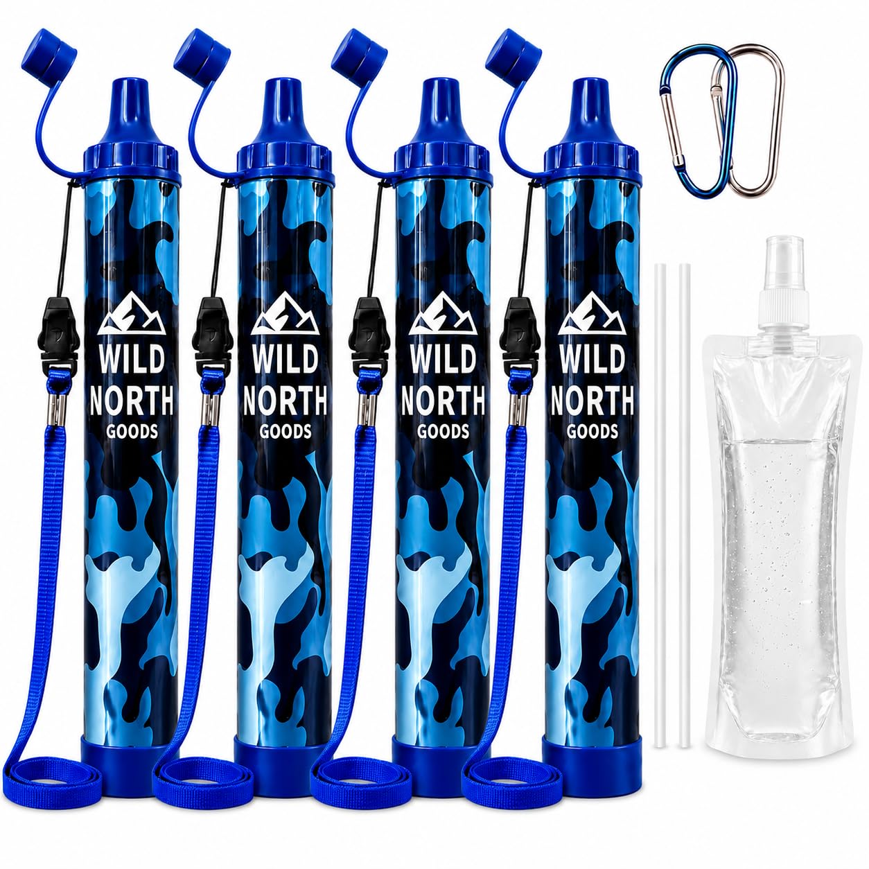 Wild North Goods 4 Pack Water Filter Straw with Bottle, Portable Camping Water Filter for Hiking, Travel, Fishing, Backpacking & Emergency Kit (4) โ image 1