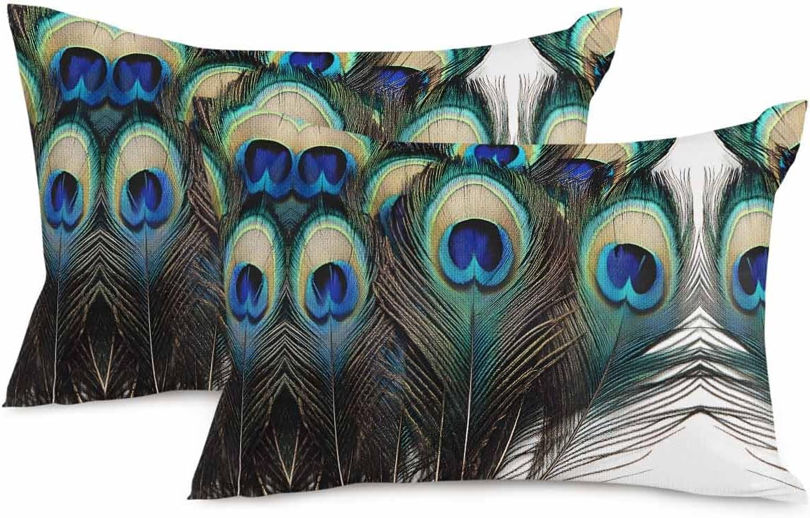 mignagrzc2 Throw Pillow Covers 12x20 Inch Green Peacock