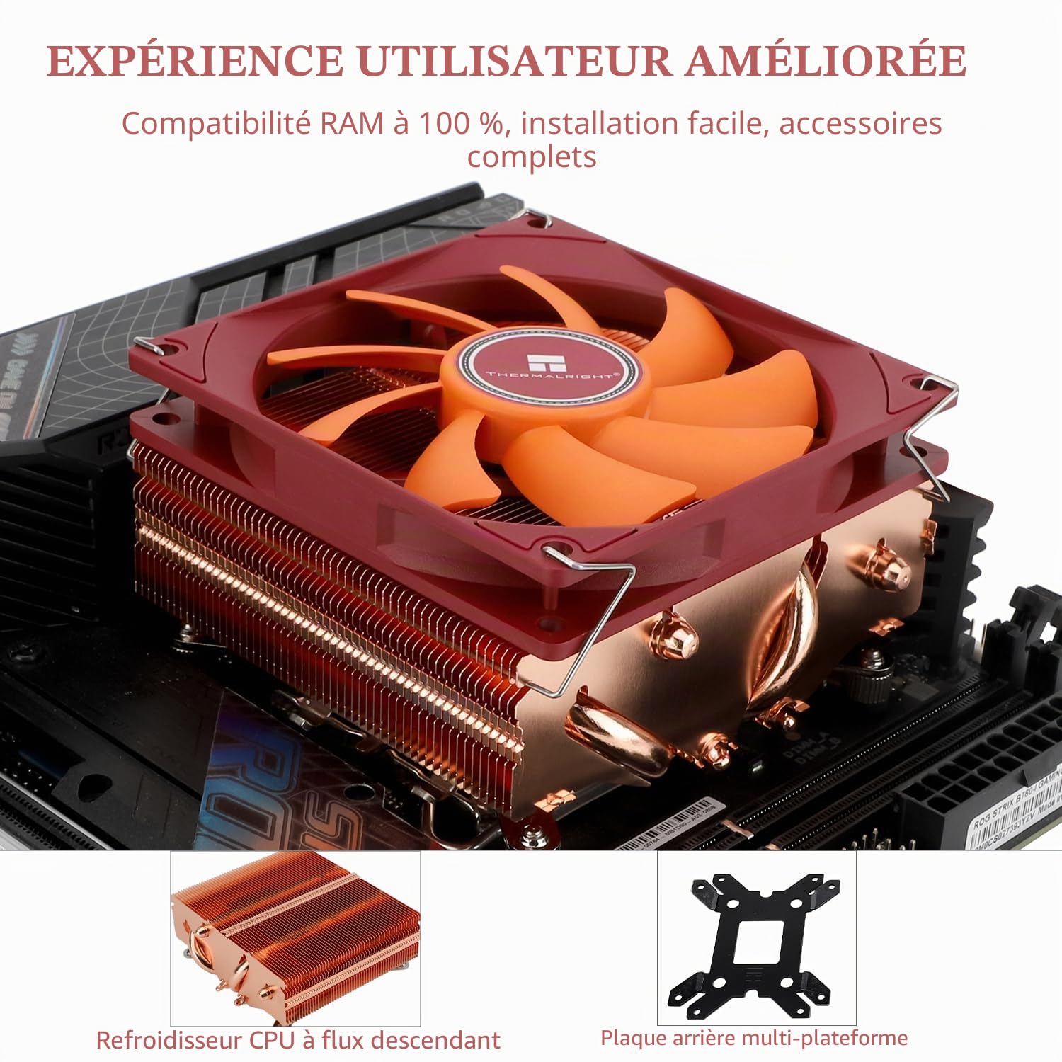 Thermalright AXP90-X53 Refroidisseur d’air complet à profil bas pour processeur ITX,hauteur 53mm,ventilateur PWM mince TL-9015R,pour AMD AM4 AM5/Intel 1700/115X/1200 (version en cuivre pur)