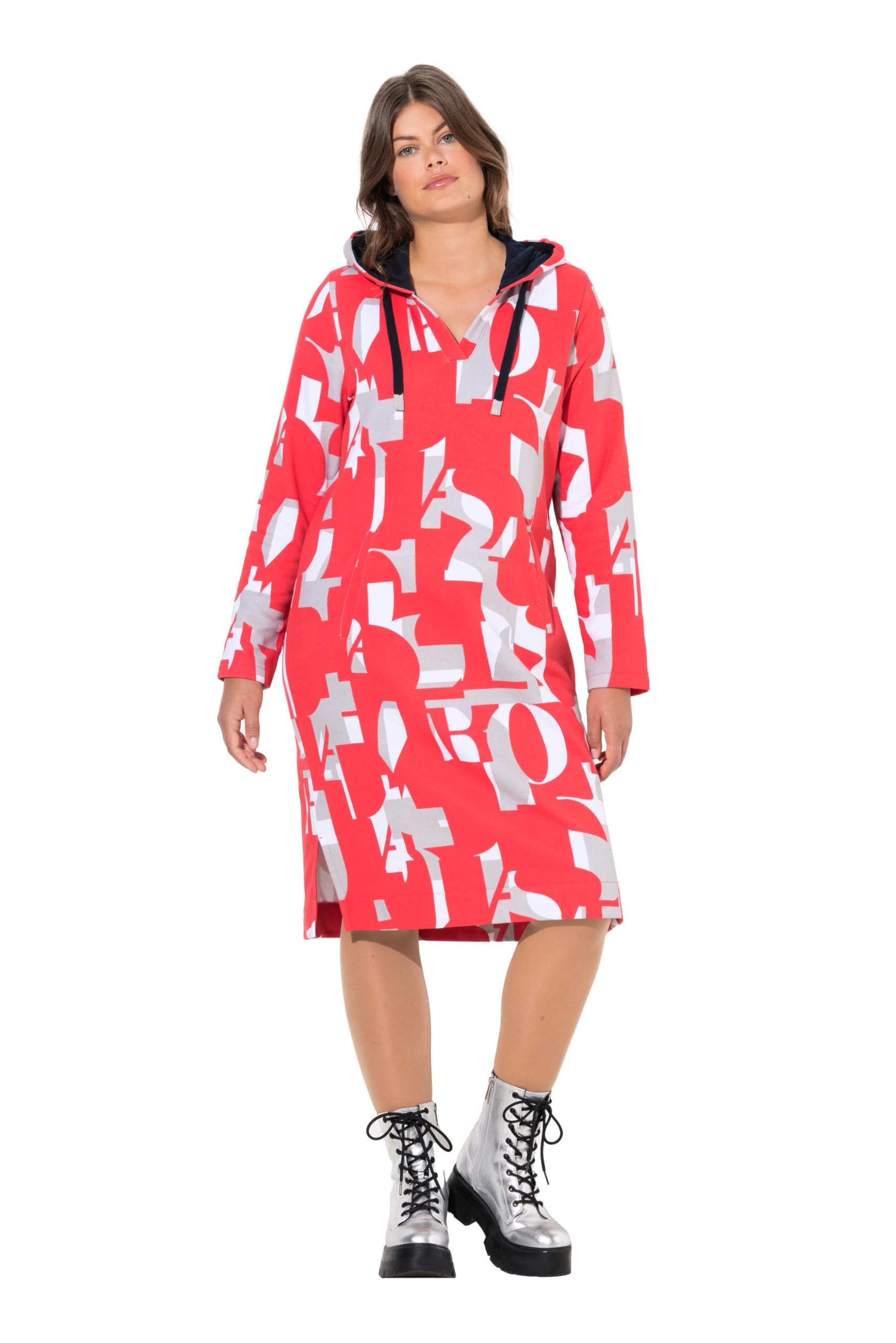 Laurasøn Sweatkleid mit grafischen Druck, Kapuze, Langarm, Oeko-TEX 836247