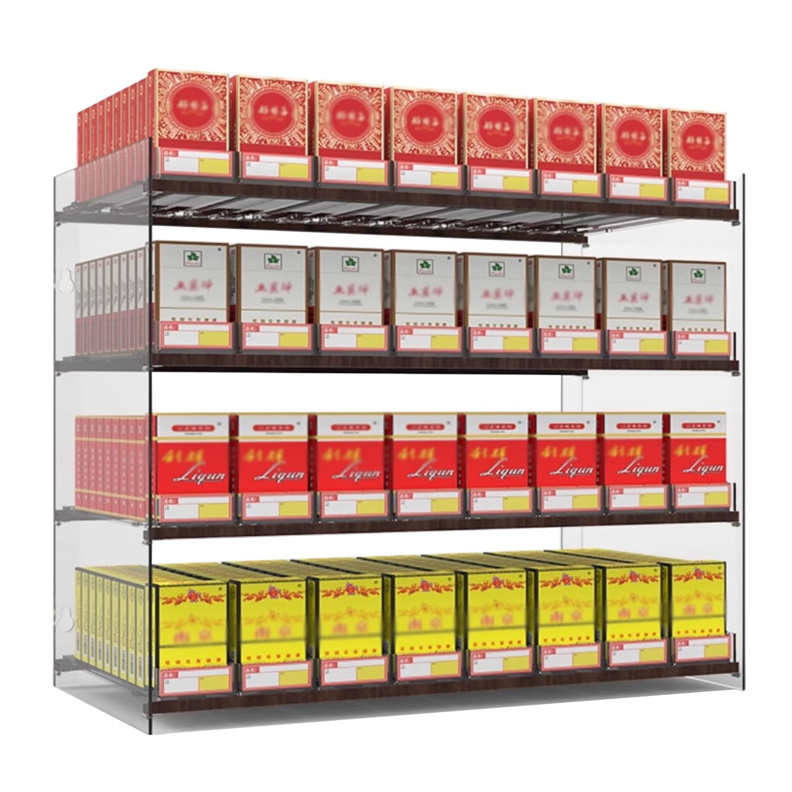 Espositore per Sigarette in Acrilico | Scaffali per l'esposizione di scatole di fiammiferi Commerciali | Espositore da banco per la Vendita al Dettaglio con Fessura per Etichetta (61,5x28,4X