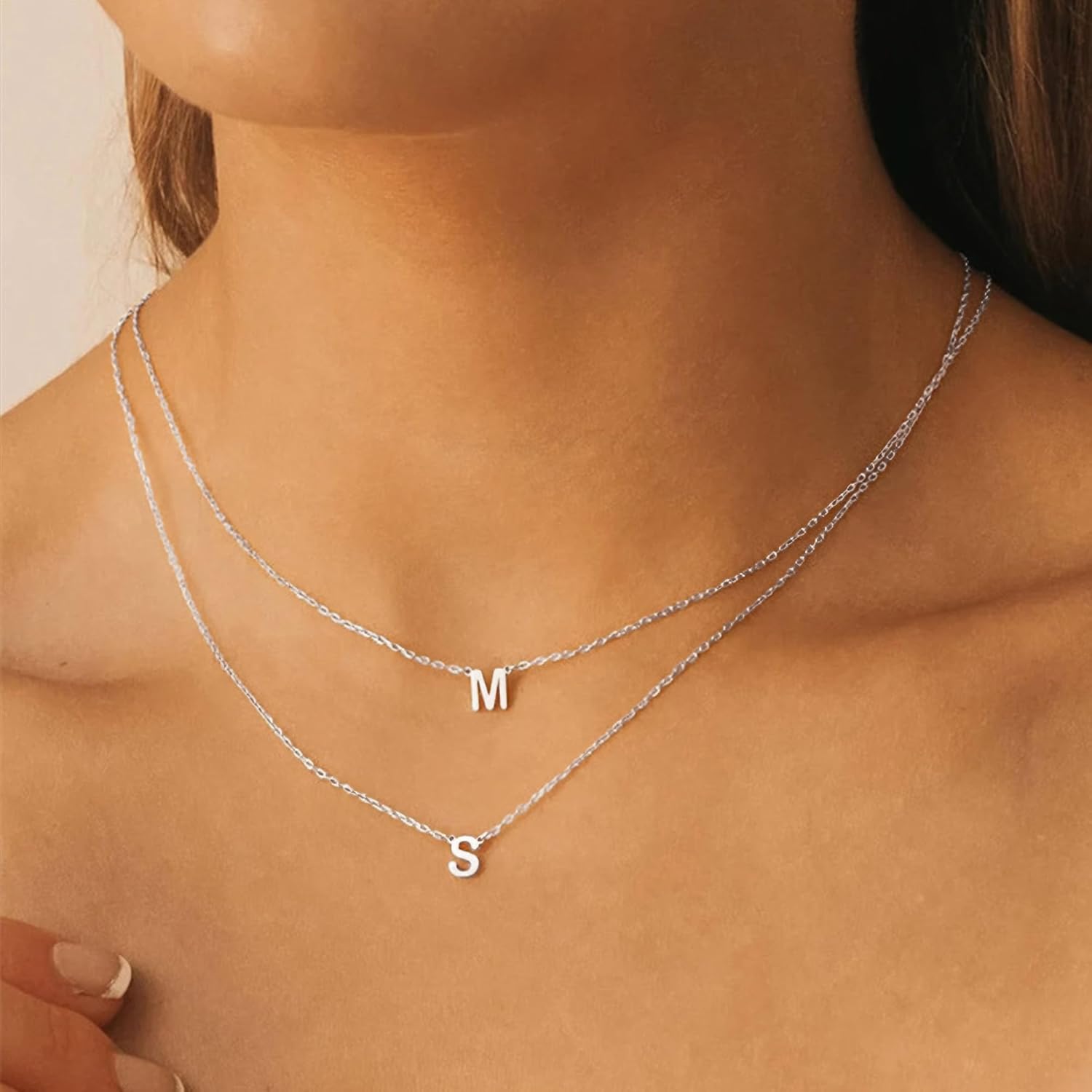 personalized initial necklace sterling silver dainty pendant