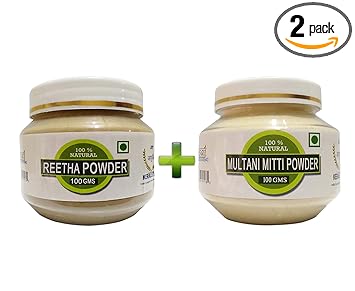 RAINTECH HERBALS Combo Of Reetha Powder And Multani mitti Powder For Hair Care - 200gm (Combo of 2, 100gm each)