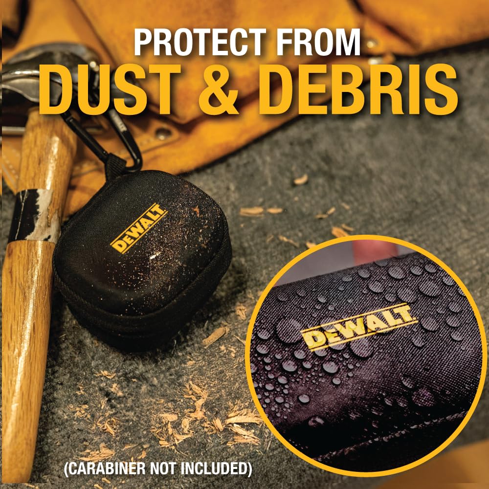 DEWALT Custodia protettiva per auricolari TWS e altoparlante indossabile, compatta e leggera, con custodia rigida in EVA, antiurto, impermeabile, interno morbido e tasca in rete per accessori