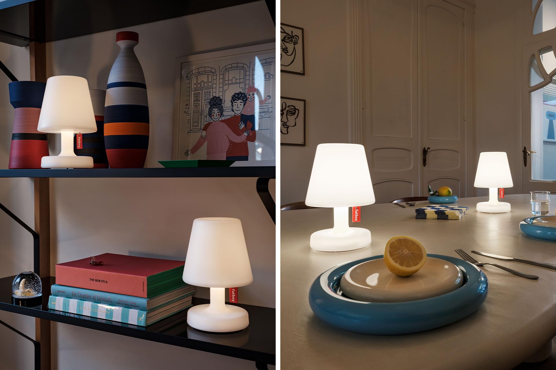 Fatboy Edison the Petit | Juego de 2|Mesa LED al aire libre al aire libre noche inalámbrica y USB recargable picol blanca jardín [Clase de eficiencia energética A]