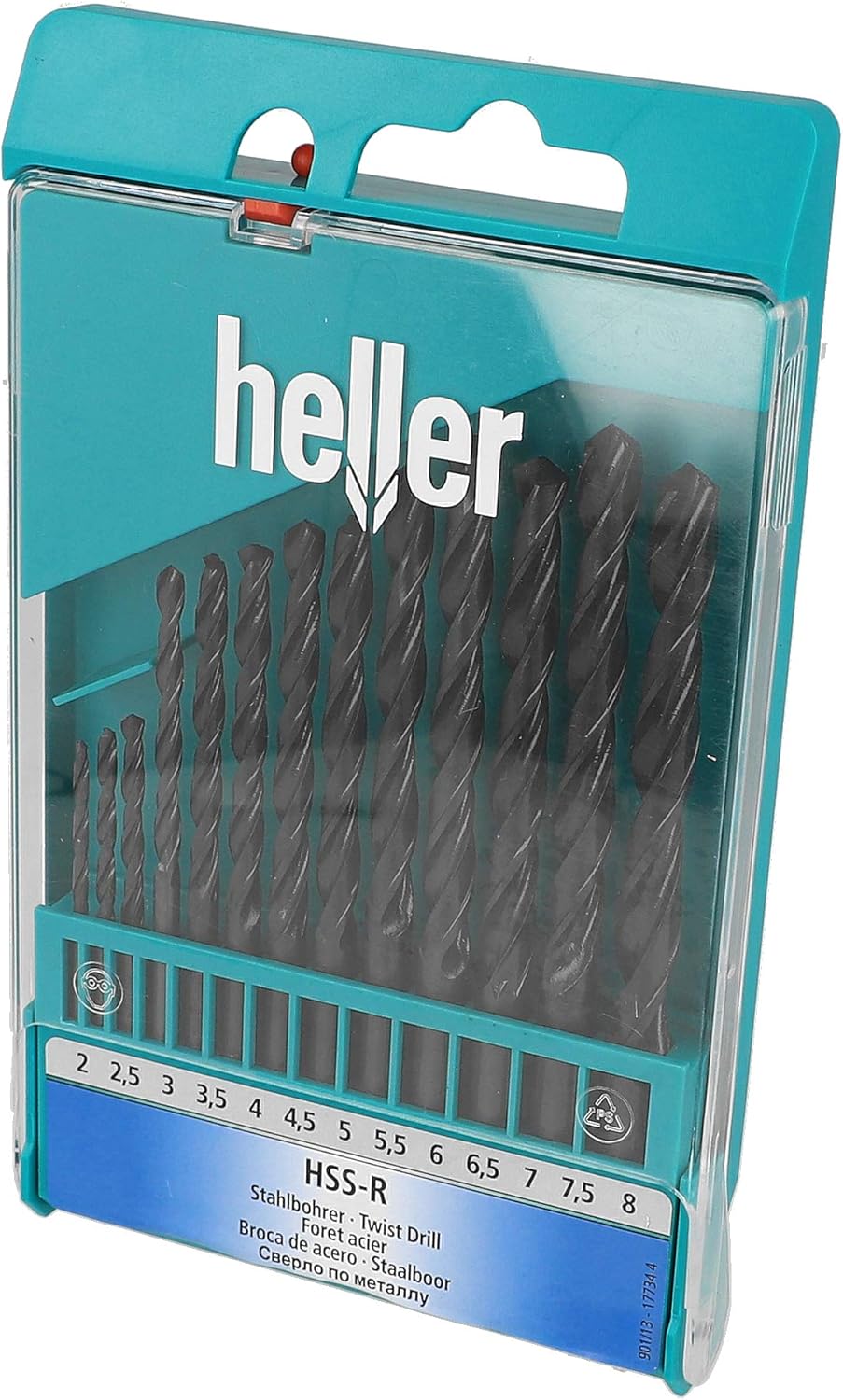 Heller Tools 177344 "901" Steel Drill Bit of HSS, Silver, Set of 13 Piece, 13-tlg., diameter 2-8 mm