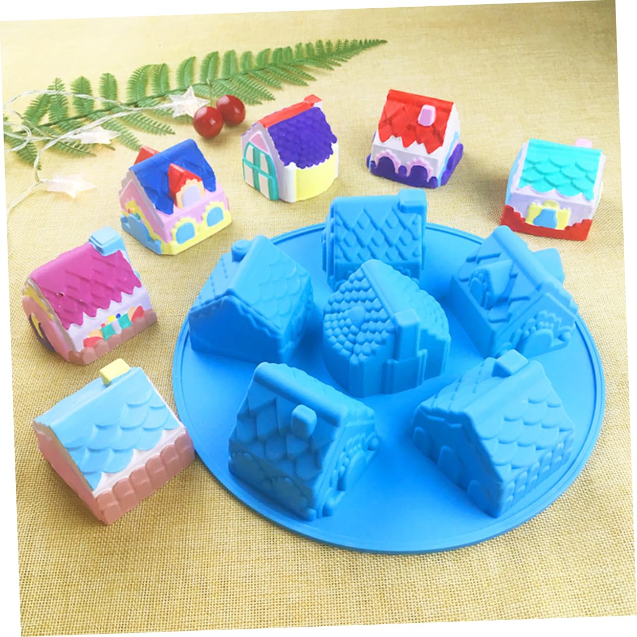 Abaodam 3pièces Moule à Gâteau Silicone Créatif Cavités Villa Antiadhésif Pour Et Pâtisserie Pour Cuisine Couleur Aléatoire