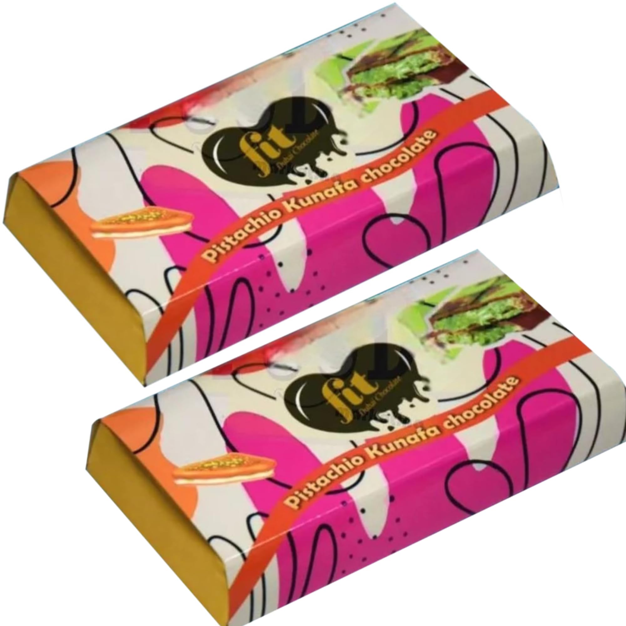 Dubai Chocolate Bar Pistachio Kunafa Fit Chocolate 200g - Sweets Treat Box Dairy Gifts Chocolates Food Snacks Multipack Bar - Kids Snack Sweet Treats Individually Wrapped (Count 2)